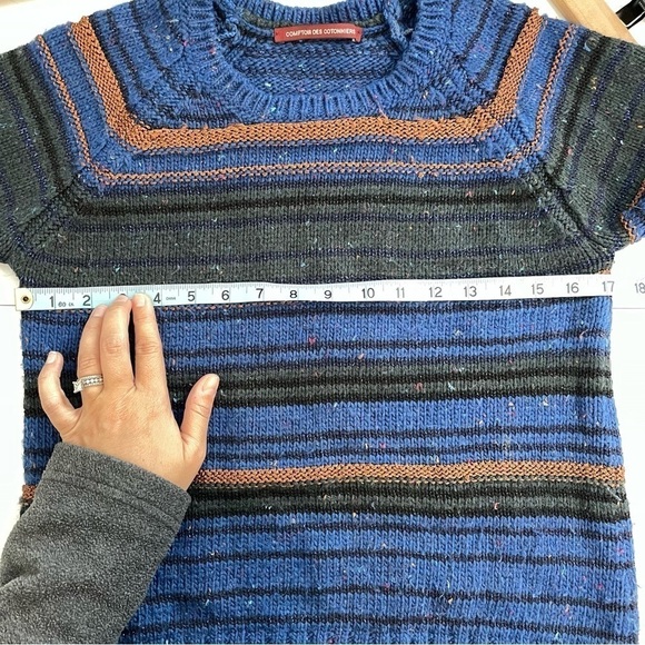 Comptoir des Cotonniers Wool Alpaca Blend Blue Stripe Cozy Sweater Top Sze Small - Picture 11 of 12